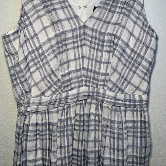 NWT Cottagecore DKNY Size 14 Plaid Knee Length Tank V-neck Dress Boho Chic - Picture 5 of 11